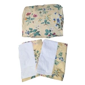 Vintage Liz Claiborne At Home Twin Fitted Sheet & Shams Floral Cottagecore